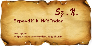 Szpevák Nándor névjegykártya